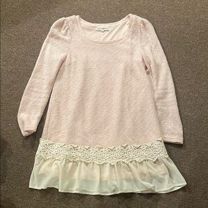 Altar'd State Pale Pink Ruffled Tiered Sweater